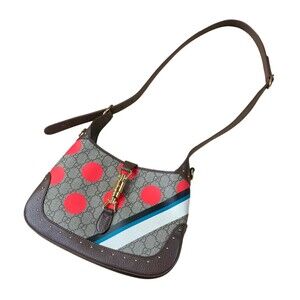 Gucci Jackie Handbag Beige Tan Brown Red